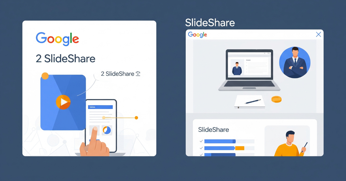 GoogleサイトのロゴとSlideShareのロゴが組み合わさったイメージ